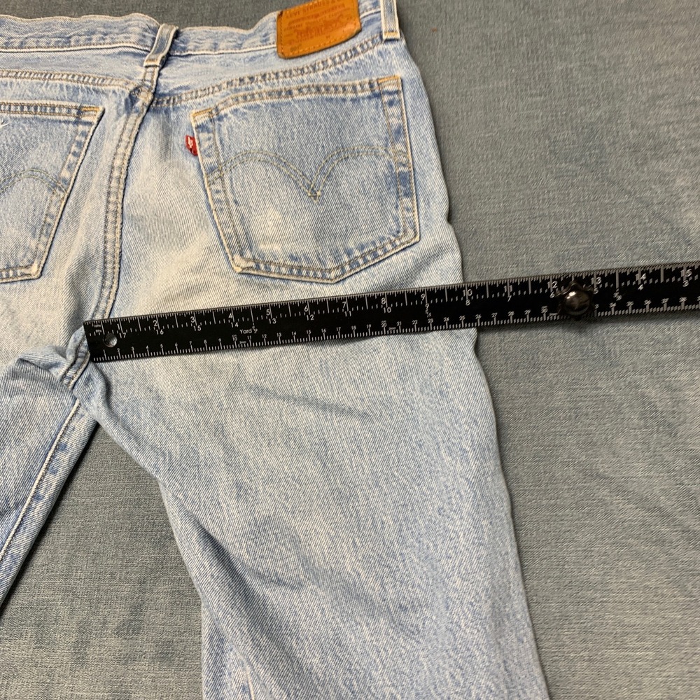 Levi's 501 Straight Jeans Womens 27x30 Blue Denim Original Fit Ripped High Rise - Picture 9 of 16